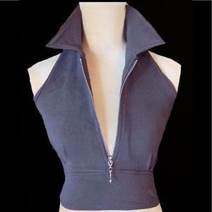 2001 Vintage K Zip Collared Empire Waist Crop Top.